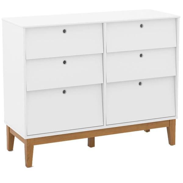 Imagem de Berço Americano e Cômoda 6 Gavetas Unique Branco Soft Eco Wood com Colchão Gazin - Matic