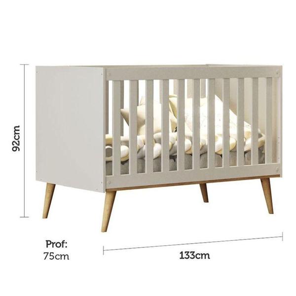 Imagem de Berço Americano E Guarda Roupa Infantil Ambiente Ludmila Off White Bétula - Carolina Baby