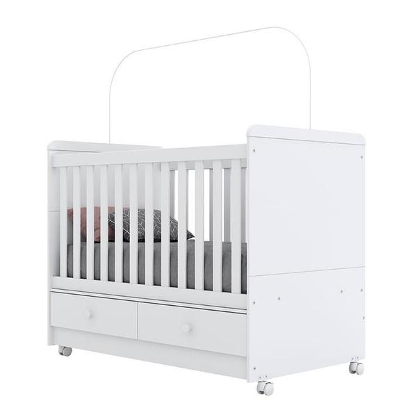 Imagem de Berço Americano e Guarda Roupa Infantil Aquarela Branco com Colchão Gazin - Henn