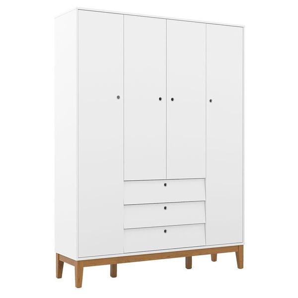 Imagem de Berço Americano e Guarda Roupa Unique 4 Portas Branco Soft Eco Wood com Colchão Gazin - Matic