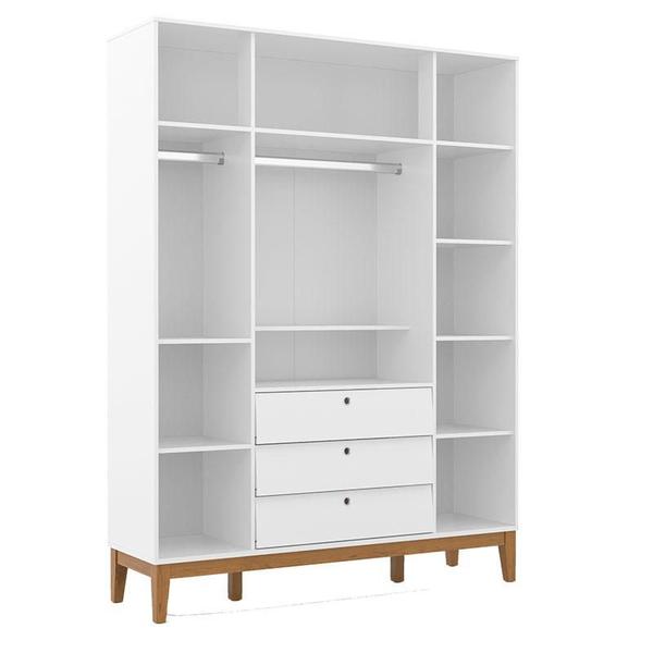 Imagem de Berço Americano e Guarda Roupa Unique 4 Portas Branco Soft Eco Wood - Matic