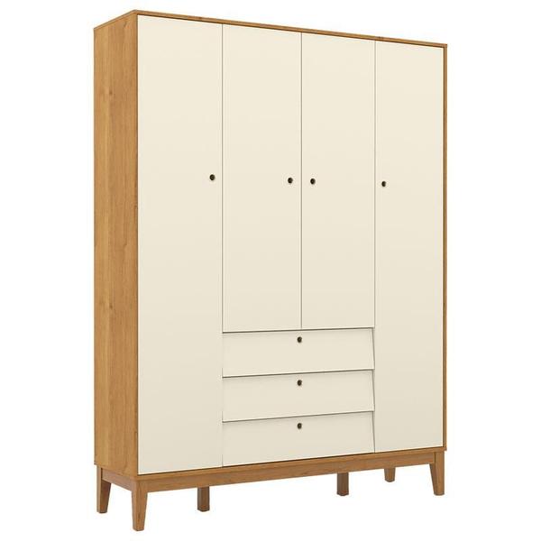 Imagem de Berço Americano e Guarda Roupa Unique 4 Portas Off White Freijó Eco Wood com Colchão Gazin - Matic