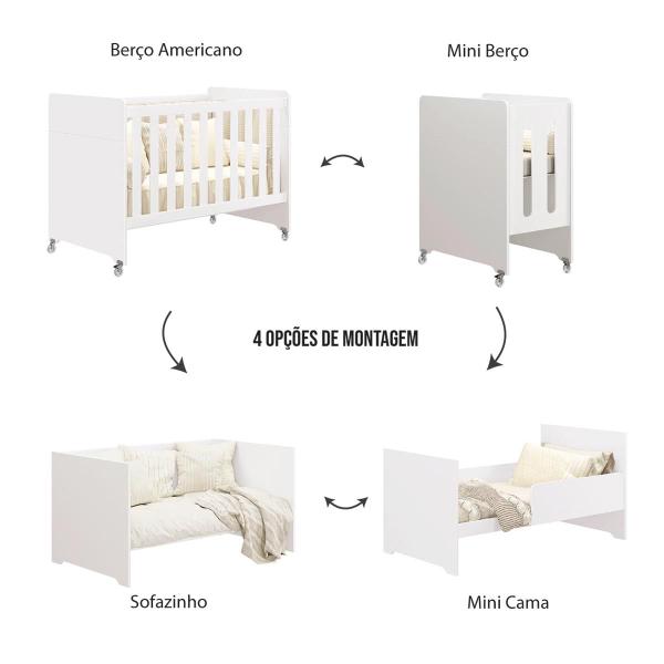 Berço Americano Evolution Multifuncional 4 em 1 Areia Fosco - Reller Imagem de Berço Americano Evolution Multifuncional 4 em 1 Areia Fosco - Reller