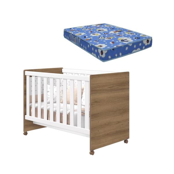 Imagem de Berço Americano Infantil Katatau Flex 3 Em 1 Branco Brilho E Mezzo Com Colchão Para Quarto- Reller