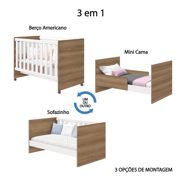 Berço Americano Infantil Katatau Flex 3 Em 1 Branco Brilho E Mezzo Com Colchão Para Quarto- Reller Imagem de Berço Americano Infantil Katatau Flex 3 Em 1 Branco Brilho E Mezzo Com Colchão Para Quarto- Reller
