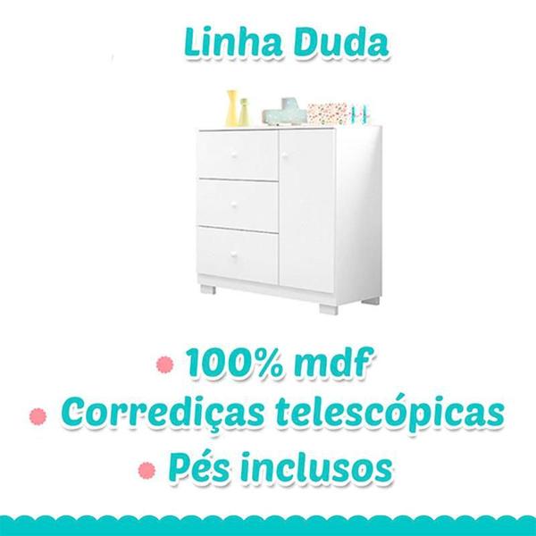 Imagem de Berço Americano Lara e Cômoda Infantil Duda Branco Brilho com Colchão  Phoenix Baby