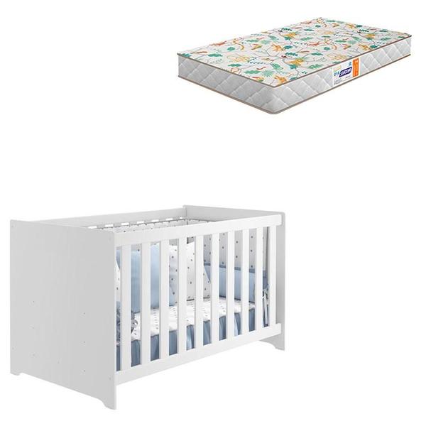 Berço Americano Mali Branco Acetinado com Colchão Gazin Reller Imagem de Berço Americano Mali Branco Acetinado com Colchão Gazin Reller