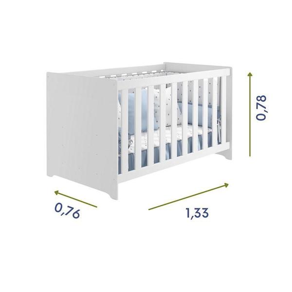 Berço Americano Mali Branco Acetinado com Colchão Gazin Reller Imagem de Berço Americano Mali Branco Acetinado com Colchão Gazin Reller