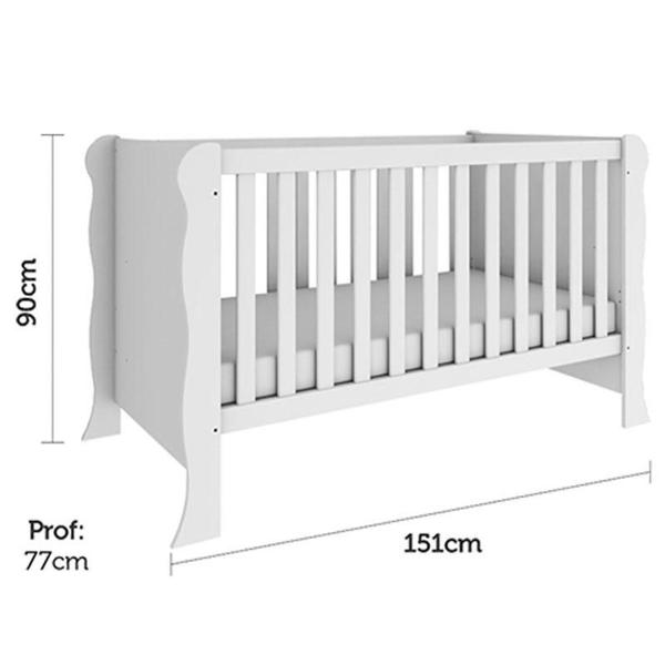 Imagem de Berço Americano Mini Cama Ariel com Cômoda Infantil Duda Branco Brilho  Phoenix Baby