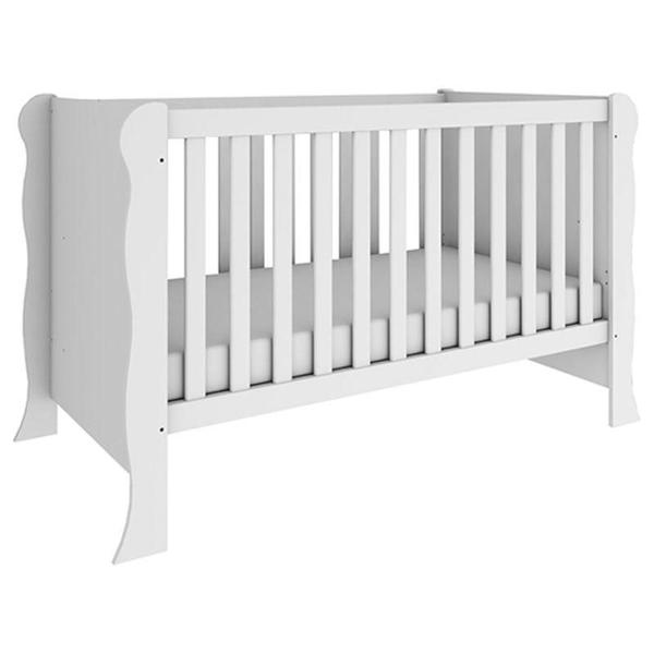 Imagem de Berço Americano Mini Cama com Cômoda Infantil Ariel Branco Brilho  Carolina