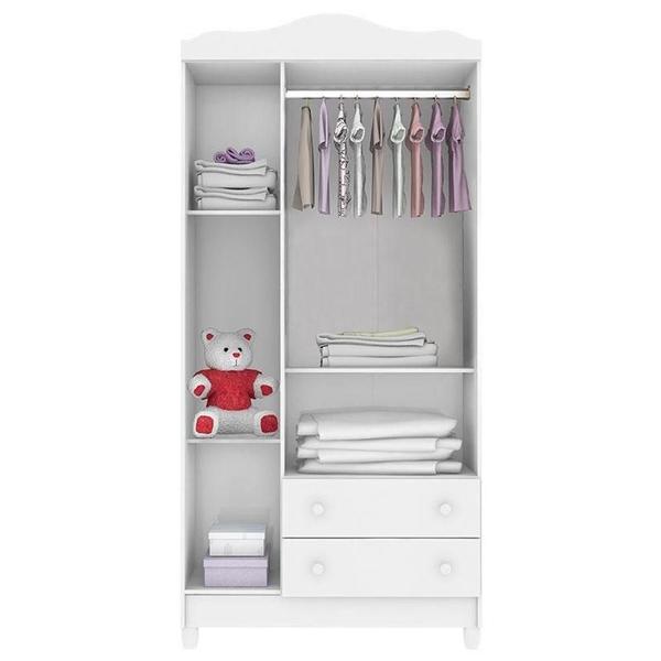 Imagem de Berço Americano Mini Cama Com Guarda Roupa 3 Portas Ariel Branco Brilho Com Colchão Ortobom