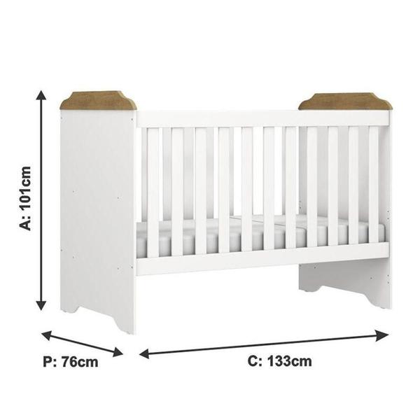 Imagem de Berço Americano Mini Cama E Cômoda Mel Flat Branco Acetinado Amadeirado - Carolina