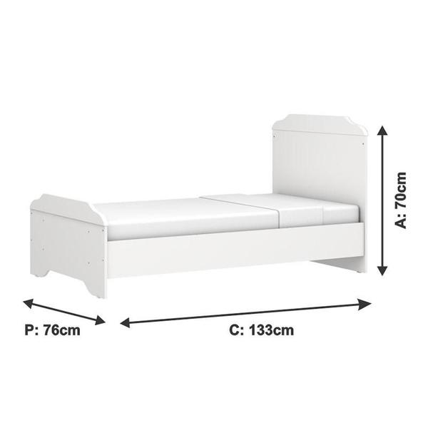 Imagem de Berço Americano Mini Cama e Cômoda Mel Flat Branco Brilho - Carolina