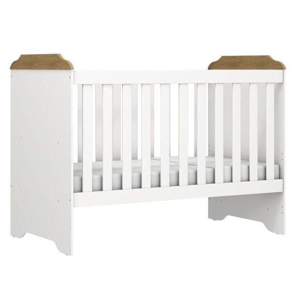 Imagem de Berço Americano Mini Cama E Guarda Roupa Mel Flat Branco Acetinado Amadeirado - Carolina