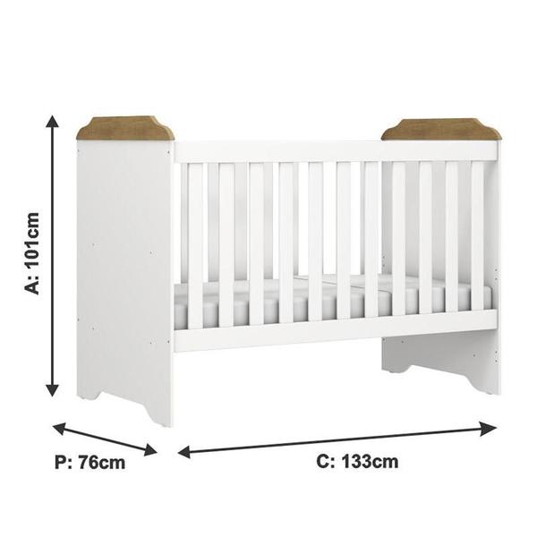 Imagem de Berço Americano Mini Cama e Guarda Roupa Mel Flat Branco Acetinado Amadeirado - Carolina