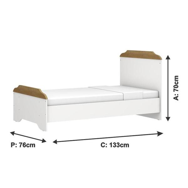 Imagem de Berço Americano Mini Cama e Guarda Roupa Mel Flat Branco Acetinado Amadeirado - Carolina