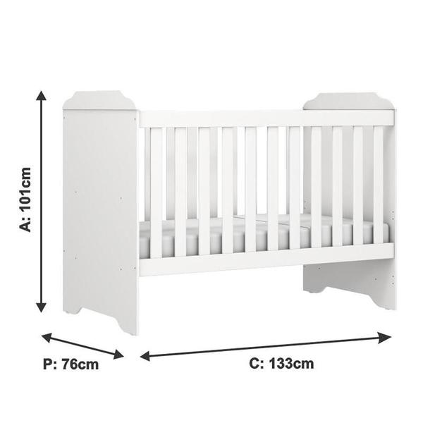 Imagem de Berço Americano Mini Cama Mel e Cômoda Infantil Duda Branco Brilho com Colchão Ortobom  Phoenix Baby