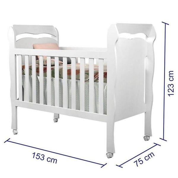 Imagem de Berço Americano New Nanda Guarda Roupa Infantil Mel Flat 3 Portas Branco Brilho