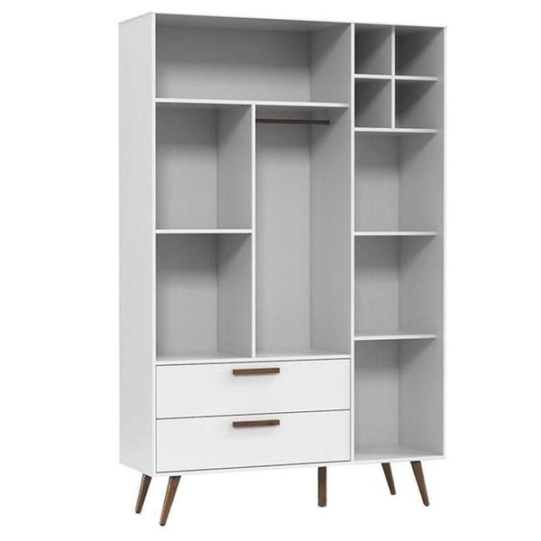 Imagem de Berço Americano Retrô Gold e Guarda Roupa 3 Portas Retrô Branco Soft Eco Wood com Colchão Ortobom  Matic