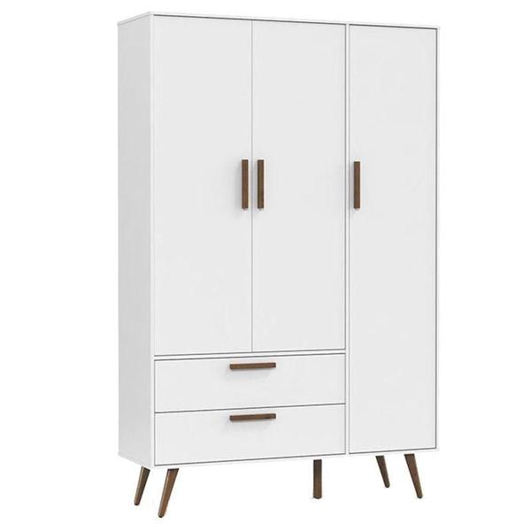 Imagem de Berço Americano Retrô Gold e Guarda Roupa 3 Portas Retrô Branco Soft Eco Wood com Colchão Ortobom  Matic