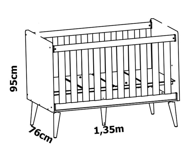 Imagem de Berço Americano Théo New Branco Fosco com Madeira - MoveisAqui