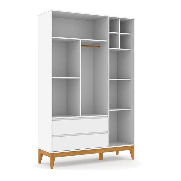 Imagem de Berço Americano Unique e Guarda Roupa 3 Portas Nature Clean Branco Soft Eco Wood com Colchão Gazin  Matic