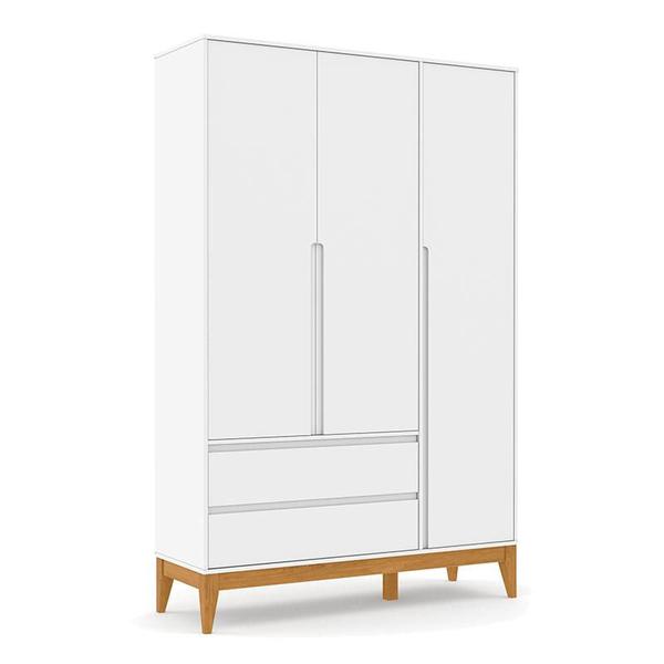 Imagem de Berço Americano Unique e Guarda Roupa 3 Portas Nature Clean Branco Soft Eco Wood  e Colchão Ortobom  Matic