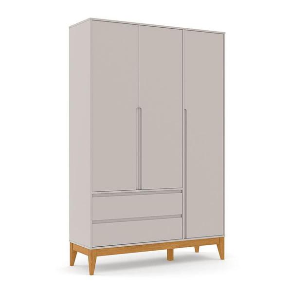 Imagem de Berço Americano Unique e Guarda Roupa 3 Portas Nature Clean Cinza Soft Eco Wood  Matic