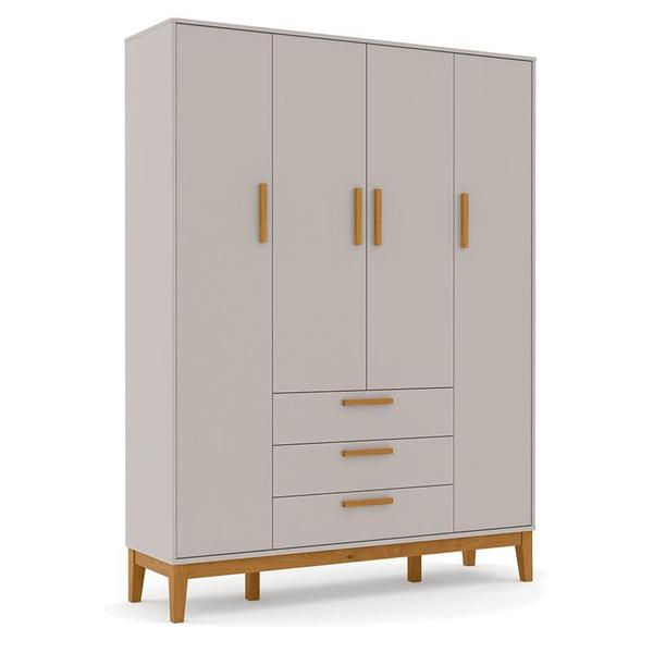 Imagem de Berço Americano Unique e Guarda Roupa 4 Portas Nature Cinza Soft Eco Wood  Matic