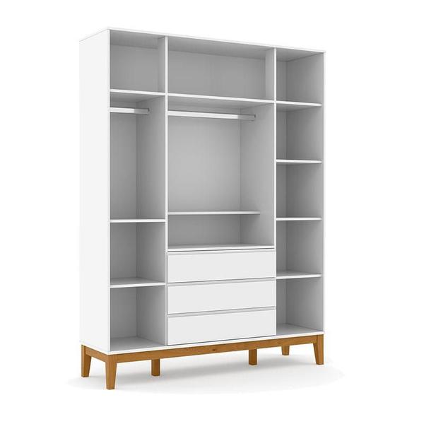 Imagem de Berço Americano Unique e Guarda Roupa 4 Portas Nature Clean Branco Soft Eco Wood  e Colchão Ortobom  Matic