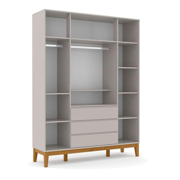 Imagem de Berço Americano Unique e Guarda Roupa 4 Portas Nature Clean Cinza Soft Eco Wood com Colchão Gazin  Matic