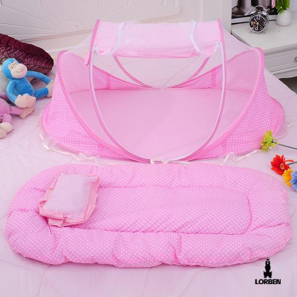 Imagem de Berço Bebê Portátil Tenda Mosquiteiro Cama 3 Peças Menina Rosa - GT6028-PK Lorben