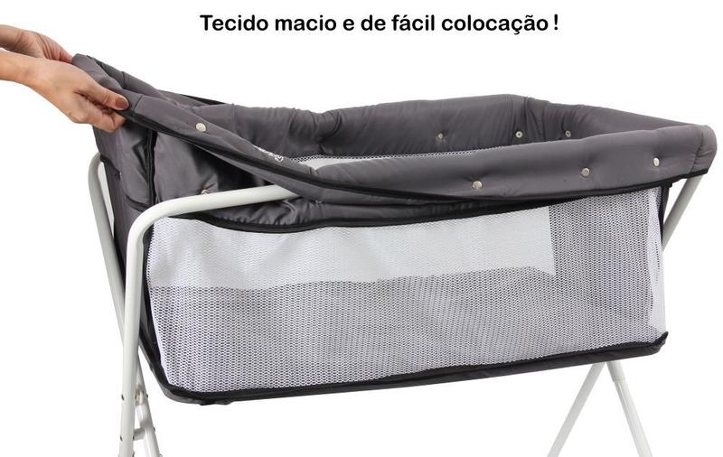 Imagem de Berço Bercinho Co-leito Portátil Lado Lado Cama Bebê Moises 9kg Cinza