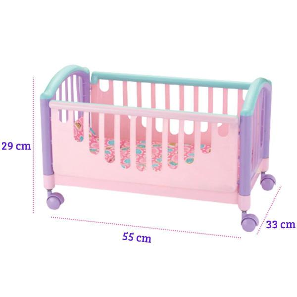 Imagem de Berço Boneca Bebe Reborn Infantil Grande 55cm Menina Rodinha