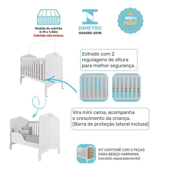 Imagem de Berço Cama Harmonia Americano Branco - Permóbili Baby 100% MDF