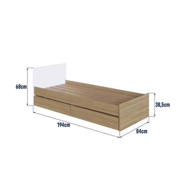 Imagem de Berço Cama Multifuncional com 2 Gavetões Malu Aveiro Oak/Branco