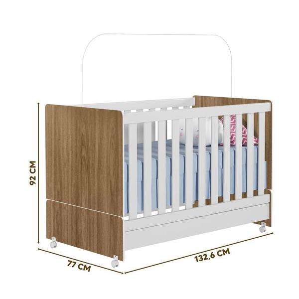 Imagem de Berço Com Colchão Baby Luxo Celiflex 130 x 70 cm Nature Branco Encanto Peternella