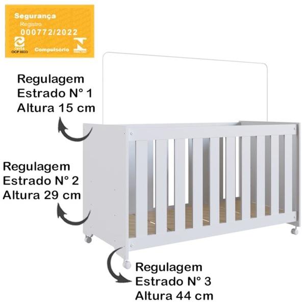 Imagem de Berço Com Colchao E Rodizios LA012 Branco Comm