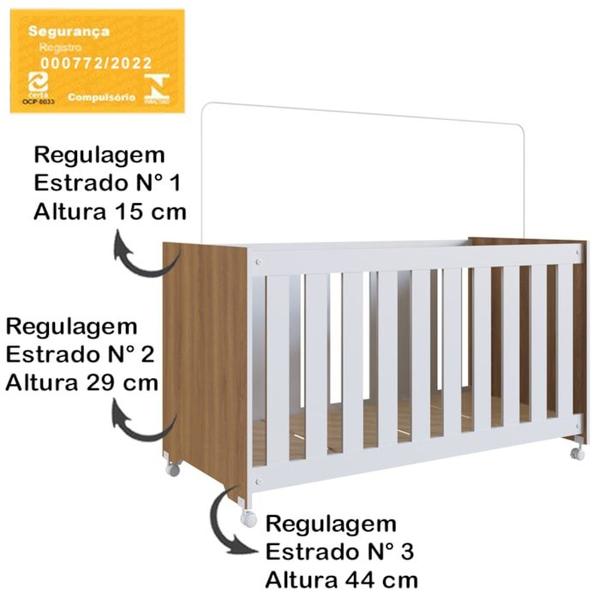 Imagem de Berço Com Colchao E Rodizios LA012 Nogal Manchester Branco Comm