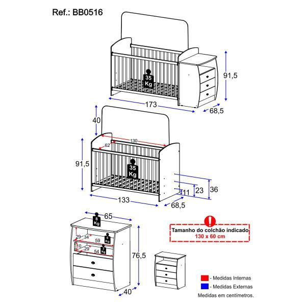 Imagem de Berço Cômoda para Colchão 60x130cm Cajuzinho Multimóveis BB0516