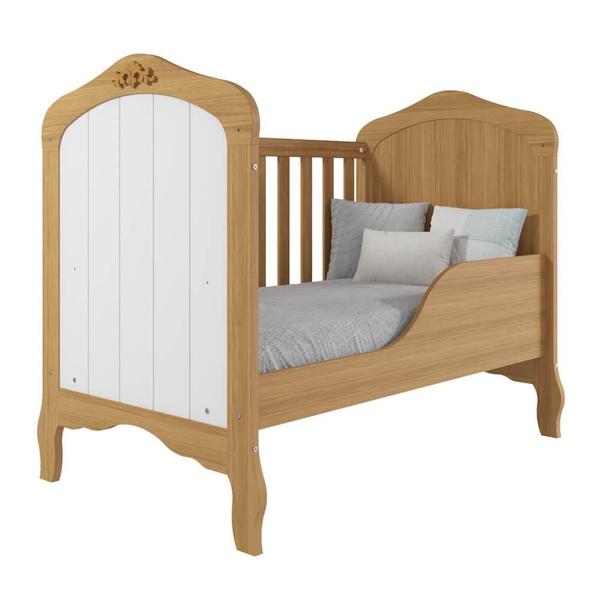 Imagem de Berço e Mini Cama Permóbili Harmonia 100% MDF - Nature/Branco