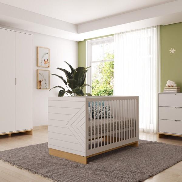 Imagem de Berço Infantil 2 em 1 Mdf/madeira Maciça Cubo Branco