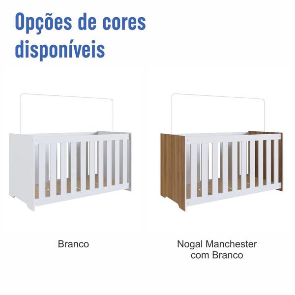 Imagem de Berço Infantil Simples 133cm com Regulagem de Altura e Grade MDF Branco