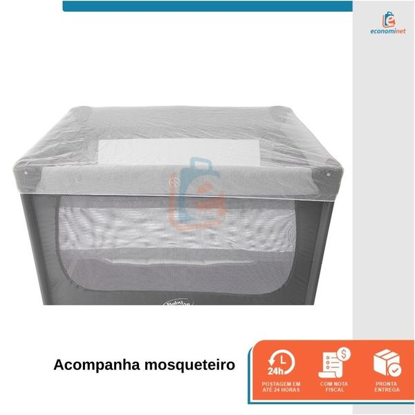 Imagem de Berço Joly Trocador Cercado Mosqueteiro Bolsa Para Viagem Desmontável Infantil Mobile Portátil Chiqueirinho Bebê Bolsa Porta Objeto Baby Style Cinza