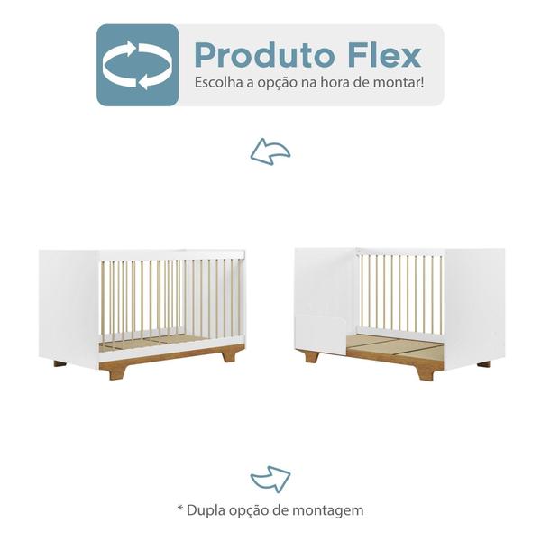 Imagem de Berço Mini Cama 100% MDF com Colchão Flocos Branco/Madeirado Ypê