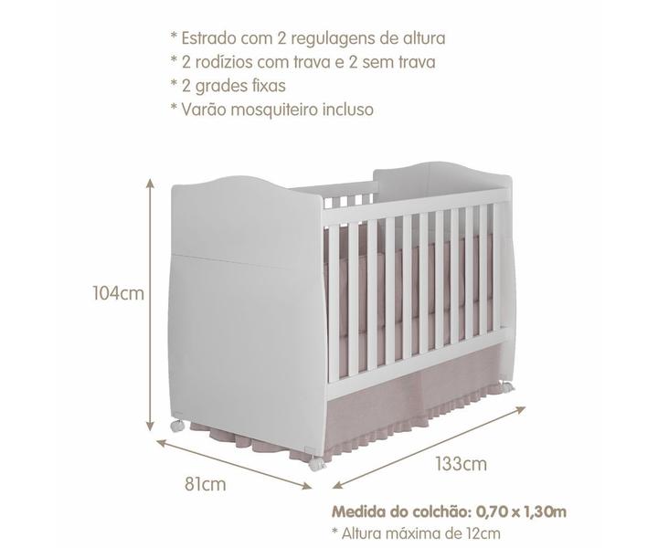 Imagem de Berço Mini Cama 100% MDF Conforto Permobili Branco