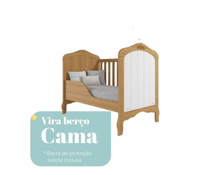 Imagem de Berço Mini Cama 100% MDF Harmonia Permobili Nature/Branco