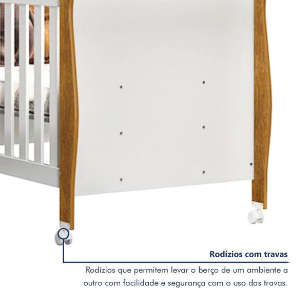 Imagem de Berço Mini Cama 100% MDF Slim Branco/Madeirado Ypê