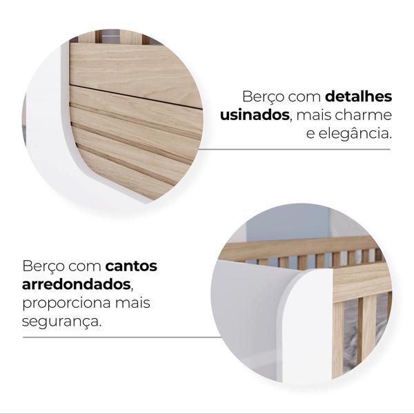 Imagem de Berço Mini Cama 2 em 1 Aconchego Branco/Jequitibá