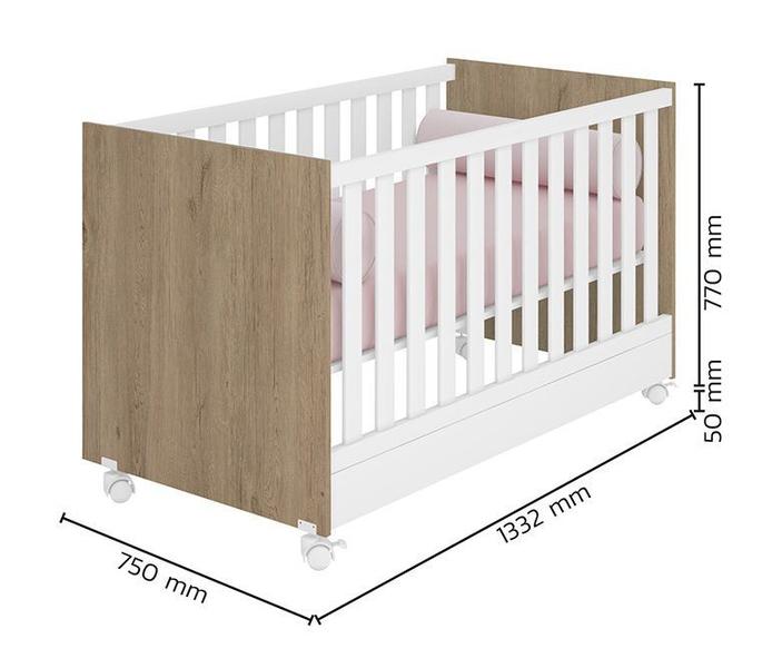 Imagem de Berço Mini Cama 2 Em 1 (Americano) Quarto Infantil Bebê 4 Rodinhas/Rodízios Doce Sonho 1344